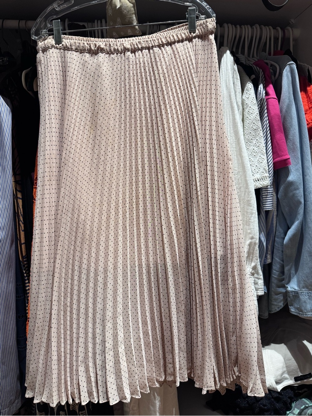 Club Monaco Blush Polka Dot Pleated Skirt